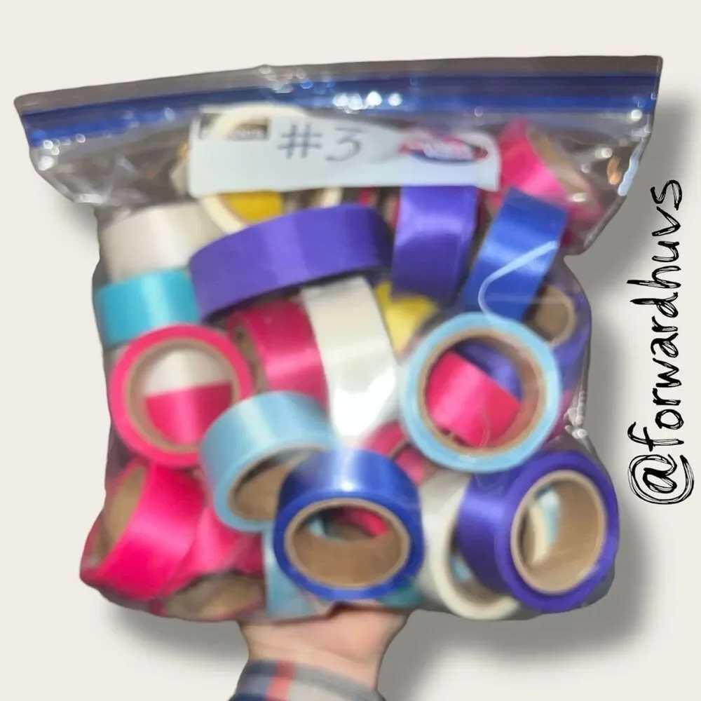 40-Roll Ribbon Lot – 1 Gallon Bag – Mixed Colors – Craft Supply